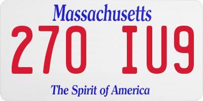 MA license plate 270IU9