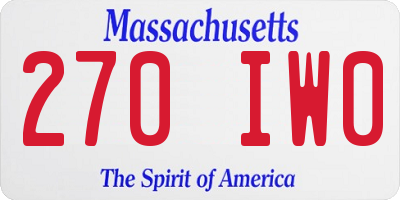 MA license plate 270IW0