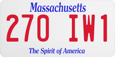 MA license plate 270IW1