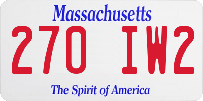 MA license plate 270IW2