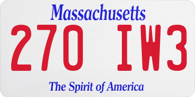 MA license plate 270IW3