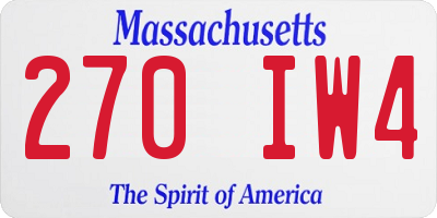 MA license plate 270IW4