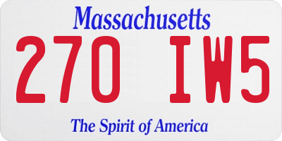MA license plate 270IW5