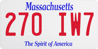 MA license plate 270IW7