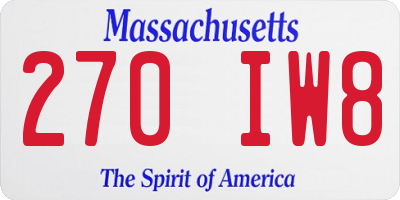 MA license plate 270IW8