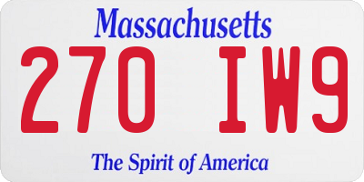 MA license plate 270IW9