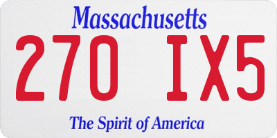 MA license plate 270IX5