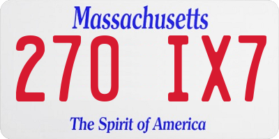 MA license plate 270IX7