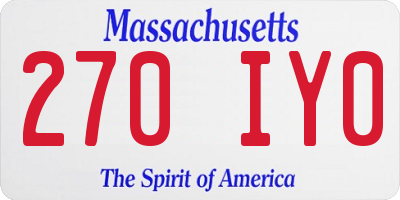 MA license plate 270IY0