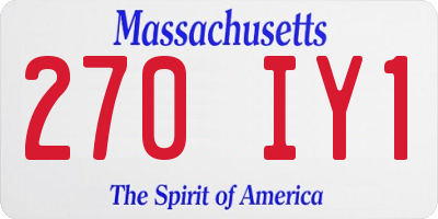MA license plate 270IY1