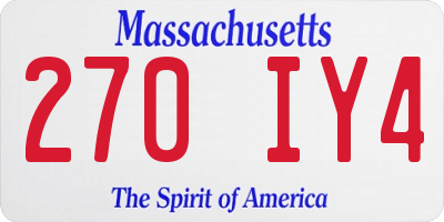 MA license plate 270IY4