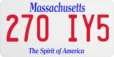 MA license plate 270IY5