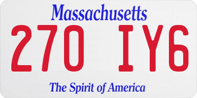 MA license plate 270IY6