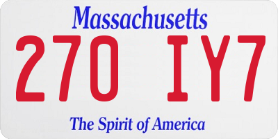 MA license plate 270IY7