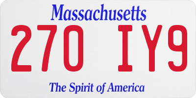 MA license plate 270IY9