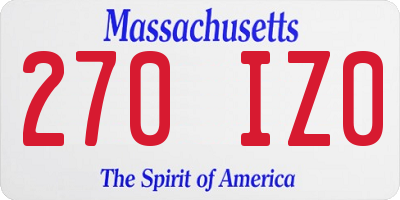 MA license plate 270IZ0