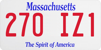 MA license plate 270IZ1