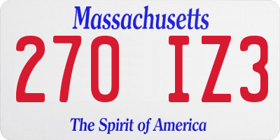MA license plate 270IZ3