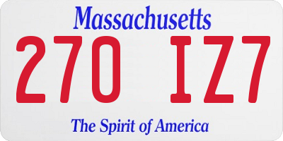 MA license plate 270IZ7
