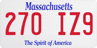 MA license plate 270IZ9