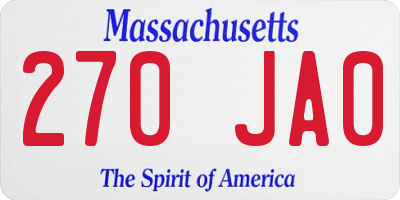 MA license plate 270JA0