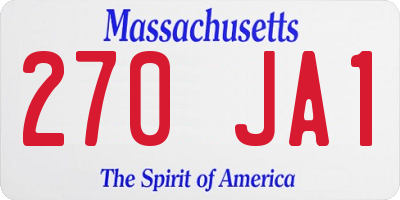 MA license plate 270JA1