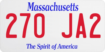 MA license plate 270JA2