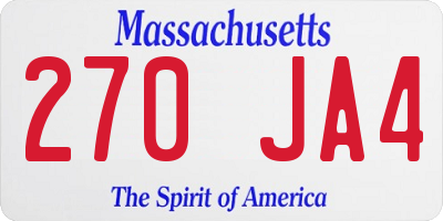 MA license plate 270JA4