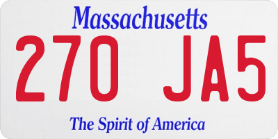 MA license plate 270JA5