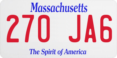MA license plate 270JA6