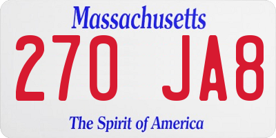 MA license plate 270JA8