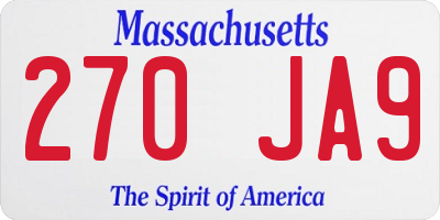 MA license plate 270JA9