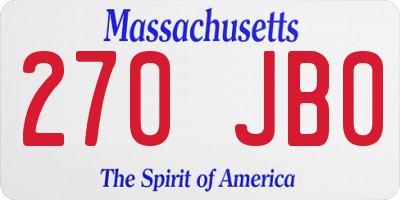 MA license plate 270JB0