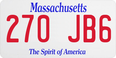 MA license plate 270JB6