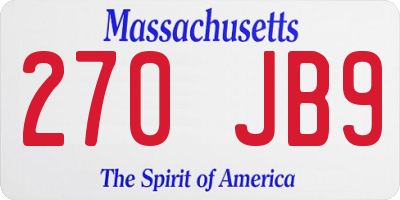 MA license plate 270JB9