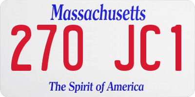 MA license plate 270JC1