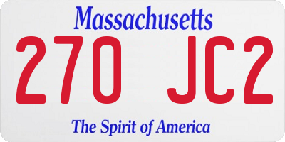 MA license plate 270JC2