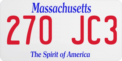 MA license plate 270JC3
