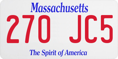 MA license plate 270JC5