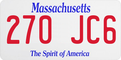 MA license plate 270JC6