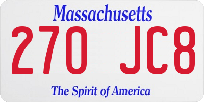 MA license plate 270JC8