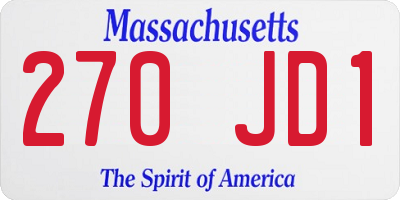 MA license plate 270JD1