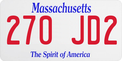 MA license plate 270JD2
