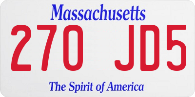 MA license plate 270JD5