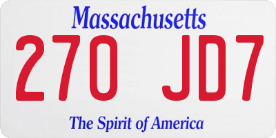 MA license plate 270JD7