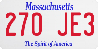 MA license plate 270JE3