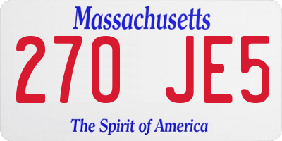 MA license plate 270JE5