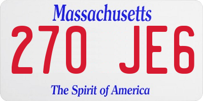 MA license plate 270JE6