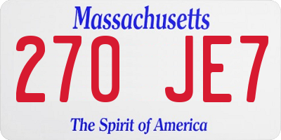 MA license plate 270JE7