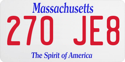 MA license plate 270JE8